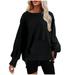 Womens fashion tops Womens Fall Oversized Sweatshirts Crewneck Fleece Casual Fashion Pullover Sweaters Outfits Sweatshirt long sleeve athletic tops for women