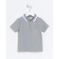 River Island Mini Boys Grey Short Sleeve Textured Polo