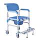 4 in 1 Shower Commode Wheelchair Multi Functional Waterproof Rolling Shower Transport Chair Toilet with Soft Padded U Shaped Seat Cushion for Seniors Disabled (Shower Commode