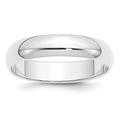 Platinum Solid Polished Half Round Engravable Lightweight 5mm Half Round Featherweight Band Ring Size Q 1/2 Jewelry Gifts for Women