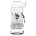 Smeg ECF02WHUK Espresso Coffee Machine with Steam Wand, 1950s Retro Design,stainless steel filter holder, an anti-drip system, White