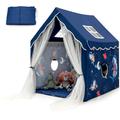 Maxmass Kids Play Tent, Large Children Castle Fairy Playhouse with Removable Mat, Mesh Windows, Mesh Gauze Door Curtain, Indoor Outdoor Toddler Dreamy Tent for Boys Girls (Blue)