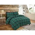 TEXTILER Green Flannelette Duvet Cover Double Bedding Set- 100% Brushed Cotton Bedding Double with Pillow Covers Duvet Bedding Comforter Set (Double, Green)