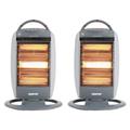 Geepas 1200W Halogen Heater, Pack of 2 | Instant Heating Portable Heater, 3 Heat Settings 400/800/1200W| Oscillation Function, Carry Handle & Safety Tip Over Switch | 3 Bar Radiator Home Office, Grey