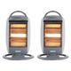 Geepas 1200W Halogen Heater, Pack of 2 | Instant Heating Portable Heater, 3 Heat Settings 400/800/1200W| Oscillation Function, Carry Handle & Safety Tip Over Switch | 3 Bar Radiator Home Office, Grey