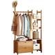 Clothes Stand Garment Rack Bamboo Open Wardrobe Storage Shelves Clothes Rail Shoe Rack for Clothes Hats Portable Extra Large Garment Rack Storage Box Shelves Entryway and Bed Room