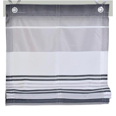Raffrollo KUTTI "Jamaica" Gr. 6, grau, B:80cm H:210cm, Obermaterial: 100% Polyester, Raffrollos, halbtransparent, Polyester, gewebt, Streifen, mit Edelstahlhaken Image
