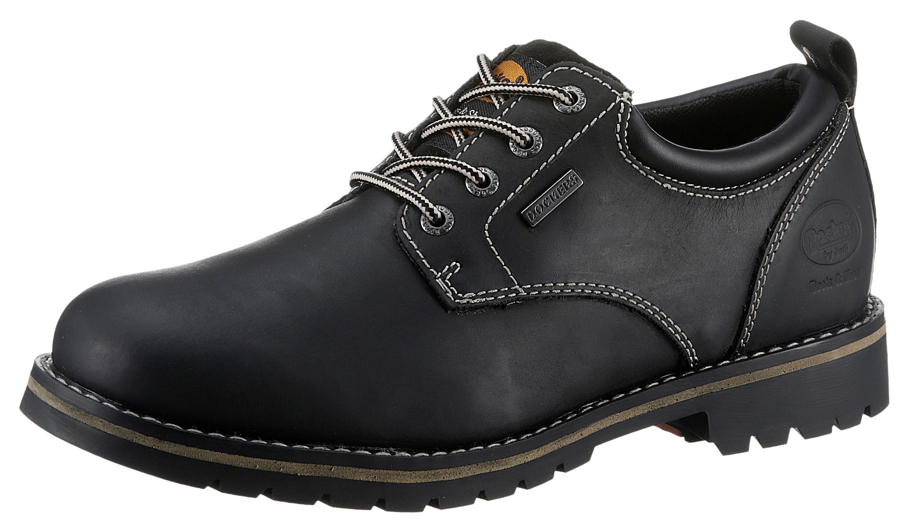 Schnürschuh DOCKERS BY GERLI, Herren, Gr. 45, schwarz, Leder, Nappaleder, Schuhe, Freizeitschuh mit Kaltfutter Image