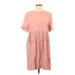 Shein Casual Dress - Shift Crew Neck Short sleeves: Pink Solid Dresses - Women's Size Large