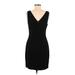 Nicole Miller Collection Cocktail Dress - Sheath Plunge Sleeveless: Black Solid Dresses - Women's Size 8