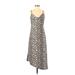 Club Monaco Casual Dress - Midi V-Neck Sleeveless: Ivory Leopard Print Dresses - Women's Size 00