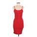 Fashion Nova Casual Dress - Bodycon Scoop Neck Sleeveless: Red Print Dresses - Women's Size Medium