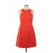 Rebecca Taylor Casual Dress - A-Line Crew Neck Sleeveless: Orange Print Dresses - Women's Size 6