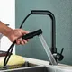 Black Pull Out Kitchen Sink Faucet Flexible 2 Modes Stream & Sprayer Nozzle Faucets Stainless Steel