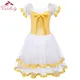 Yellow Ballet Dance Tutu Leotard Girls Dancewear Costume Ribbon Long Tulle Skirt Ballerina Fairy