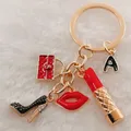 A-Z letter fashion exquisite keychain high heels wallet lipstick lips creative small gift lady bag