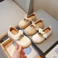 Girls Leather Shoes 2023 Spring Autumn New Baby Girls Bow Fashion Princess Kids Shoes Korean Style