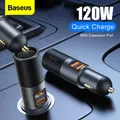 Baseus Dual USB Quick Car Charger QC 4.0 PD 3.0 120W Car Cigarette Lighter Splitter Socket Expansion