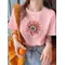 Tee Top Fashion Summer Women Clothes O-neck Print Flower Watercolor Trend 90s Short Sleeve Clothing