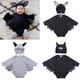 Infant Baby Halloween Clothing Black Bodysuit Bat Design Bebe Boy Girl Cotton Jumpsuit With Hat 2pcs