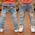 Kids Pants Big Boys Stretch Joker Jeans 2022 Spring Children Pencil Leggings Autumn Denim Clothes