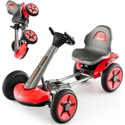 12V Kinder Elektro Gokart mit led Lichter, Go Kart mit 2-Fach verstellbarem Lenkrad & Sitz, inkl. Image