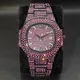 New Pink dDiamond Hip Hop Watch For Men Fashion Ice Out Party Jewelry Wristwatch Luxury Shiny Gem