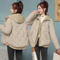 Hooded Parka Fake Two-Piece Down Cotton Clothes Women's New Short Corrugated Burr Thick Warm