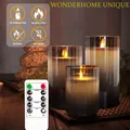 3Pcs Set 4/5/6 inches Led Flameless Electric Candles Lamp Real Wax Glass Battery Flickering Fake