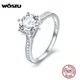 WOSTU 925 Sterling Silver 3 Carat AAAAA Round CZ Finger Ring for Women Luxury Wedding Anniversary