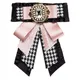 Luxury Rhinestone Flower Bow Tie Brooches for Women Crystal Leopard Bowties Fashion Girls Jewelry