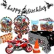 Dirt Bike Decor For Boy Motorcycle Birthday Disposable Tableware Banner Balloon Cake Decor Motorbike