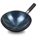 32/34cm Seasoning Blue Iron Wok Uncoated Nonstick Pot Lightweight Classic Chef Wok Outdoor Kitchen