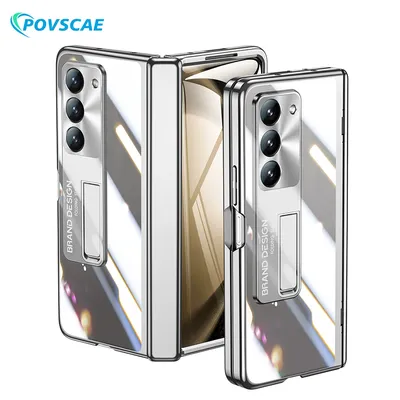 For Samsung Galaxy Z Fold 5 Case Hinge Protection Electroplated Shockproof Cover Galaxy Z Fold 4 3 Case With Screen Protector