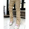 New Fashion Stretch Patch Jeans For Men Men's Clothing Creative Tassels Mid Waist Patchwork Denim