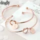 Dinglly Rose Gold Plated Letter Charm Bracelet Bangle For Women Men Lover Friend Name Initials