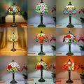 LED Tiffany Style Table Lamp Retro Mediterranean Decorative Lights E27 Color Glass LampshadeFor