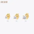 ROXI 3PC 925 Sterling Silver Four-claw Solitaire Piercing Earrings for Women Girl Lovely Round Stud