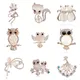 Rinhoo Elegant Crystal Rhinestone Butterfly Cat Owl Opal Stone Animal Brooches Pin for Women Jewelry