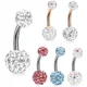 1PC Steel Double Side Belly Piercing Rings Epoxy CZ Crystal Disco Ball Belly Button Rings Navel