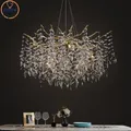 Designer Crystal Chrome Chandelier Silver Gold Hanging Light Luxury Villa Living Dining Room Lamp