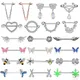 2pcs Butterfly Nipple Piercings Rings 16mm Length Bar Barbell Steel Crystal Nipple Shield Cover