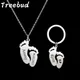 Treebud Custom Engrave Name Foot Necklace Keychains For Baby Mom Stainless Steel Laser Engrave Words