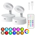 Wireless RGB Remote Spotlight Rechargeable Accent Lights LED Puck Lights Dimmable Timer Wall Lamp