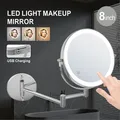 8 inch Wall Mounted Makeup Mirror 5/7/10X Magnifying Double Side Folding Arm Extend USB Charging