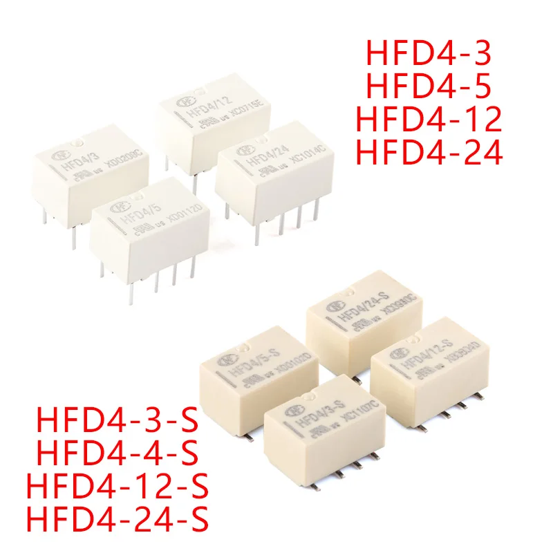 2pcs HFD4-3V 5v 12v 24v 8pin dip relais sr HFD4-3-S hfd4-4,5-s HFD4-5-S HFD4-12-S HFD4-24-S smd 2a hfd4 relais Image