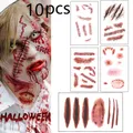 5/10pcs Halloween Tattoo Sticker Horror Bloody Wound Scar Waterproof Temporary Tattoos DIY Party