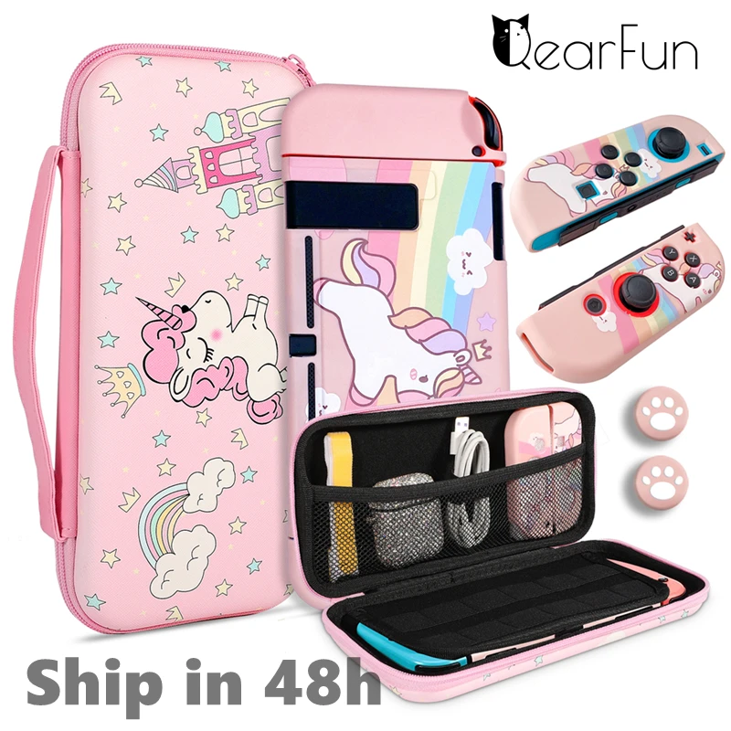Portable Travel Bag For Nintendo Switch Case Girls Unicorn Controller Cover Kit For Nintendo Switch Gaming Accessories Kids Gift