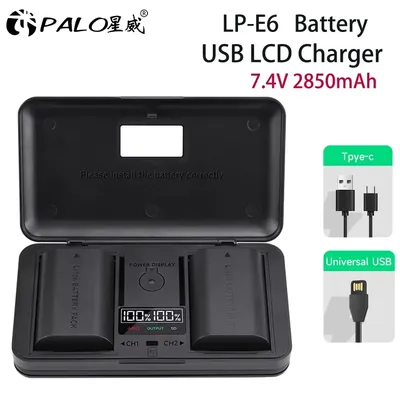 LP E6 LP-E6 LP-E6N lp e6 Batterie + LED Dual Ladegerät Fall Für Canon EOS 5DS R 5D Mark II III IV 5D 6D 7D 70D 80D R5 R6 XC10 XC15