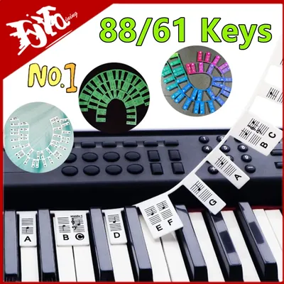 88/61 Keys Reusable Silicone Piano Keyboard Note Labels - Perfect for Kids & Beginners Learning